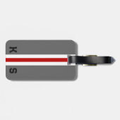 Sporten Helder Rood Grijs & Wit Gestreept Bagagelabel (Achterkant horizontaal)