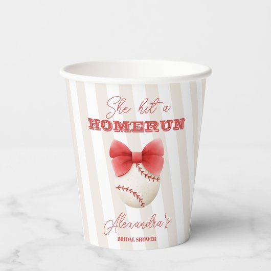 Sporten Honkbal Homerun  Bruids douche Papieren Bekers (Achterkant)