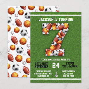 Sporten met de 7 e verjaardag van de uitnodiging