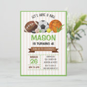 Sporten met de Birthday Party nodigt uit Kaart (Staand voorkant)