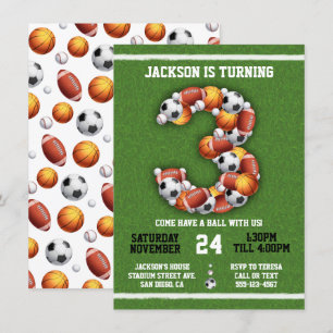 Sporten met de derde verjaardag van de uitnodiging