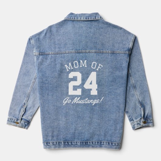 Sporten Moeder van Speler Nummer met Mascotte Denim Jacket (Achterkant)