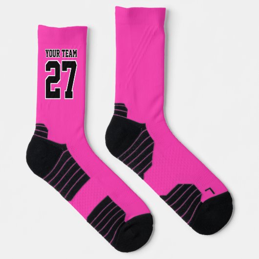 Sporten Team Naam Nummer Hot Pink Basketbal Sokken (Rechts)