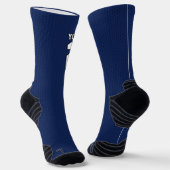 Sporten Team Nummer Marine Blauw Wit Basketbal Sokken (Gebogen)