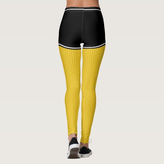 Sporten Teamnummer Naam Zwart Geel Dot Shorts Leggings (Achterkant)