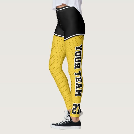 Sporten Teamnummer Naam Zwart Geel Dot Shorts Leggings (Links)