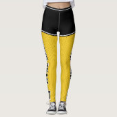 Sporten Teamnummer Naam Zwart Geel Dot Shorts Leggings (Voorkant)