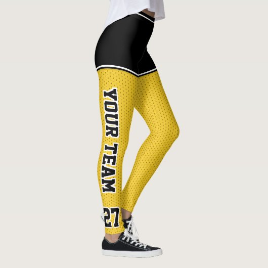 Sporten Teamnummer Naam Zwart Geel Dot Shorts Leggings (Rechts)