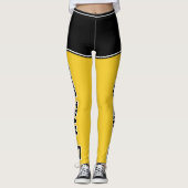 Sporten Teamnummer Naam Zwart Geel Shorts Leggings (Voorkant)