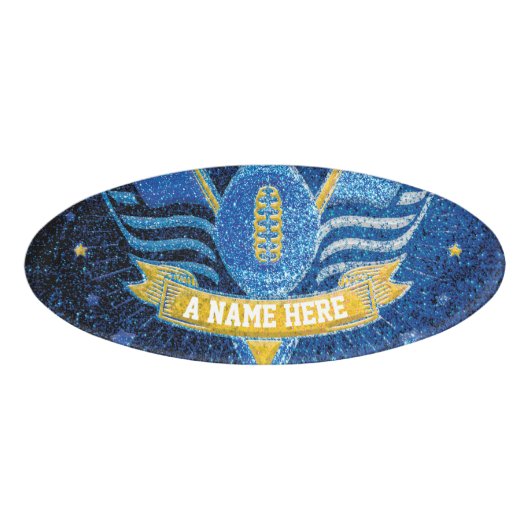 Sporten van het Football van de School Blue & Gold Naambadge (Voorkant)