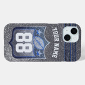 Sporten van het Football van de School Blue & Silv Case-Mate iPhone Case (Achterkant (horizontaal))
