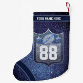Sporten van het Football van de School Blue & Silv Kleine Kerstsok (Achterkant)