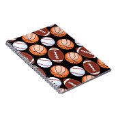 SPORTEN VOOR Baseball Football Basketball Patroon Notitieboek (Rechterzijde)