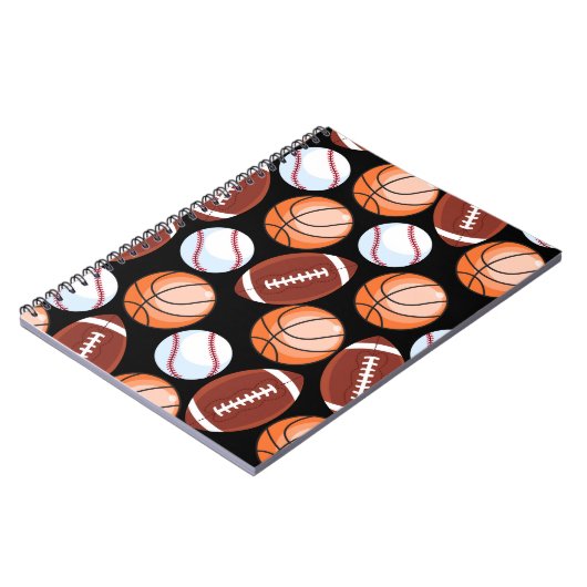 SPORTEN VOOR Baseball Football Basketball Patroon Notitieboek (Linkerzijde)