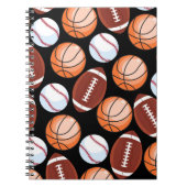 SPORTEN VOOR Baseball Football Basketball Patroon Notitieboek (Voorkant)