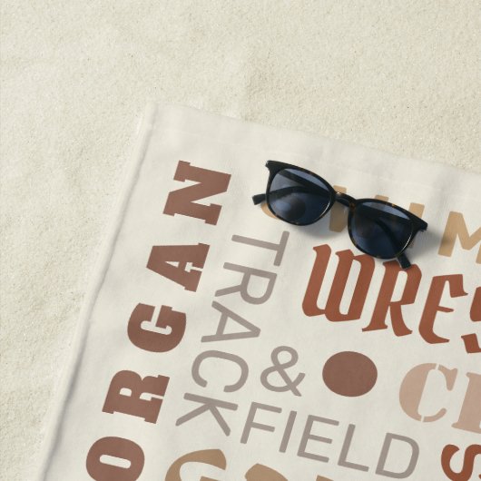 Sporten Word Art Neutrals Summer Persoonlijk Strandlaken (In situ)