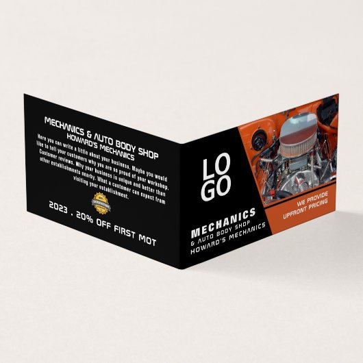 Sportenmotor, Auto Mechanic & Reparaties, Gedetail Visitekaartje (Buitenkant)