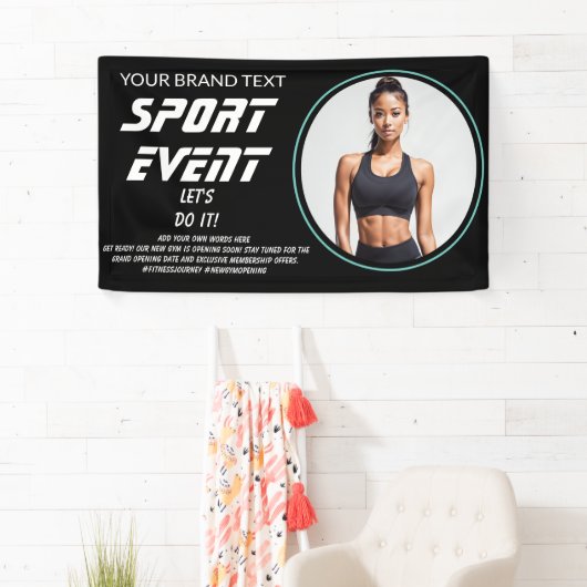 Sportevenement, openingsgym, fitness of sociale gy spandoek (Insitu)