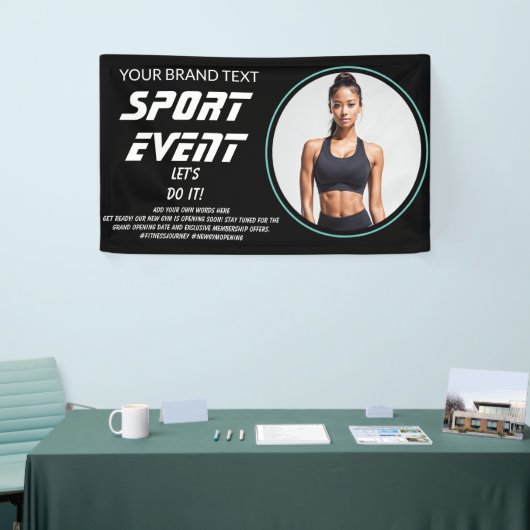 Sportevenement, openingsgym, fitness of sociale gy spandoek (Beurs)