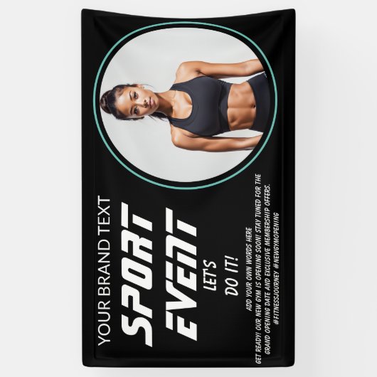 Sportevenement, openingsgym, fitness of sociale gy spandoek (Verticaal)