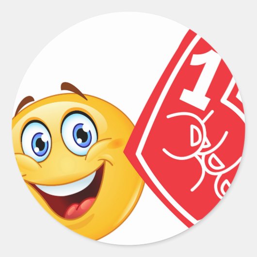 sportfan emoji ronde sticker (Voorkant)