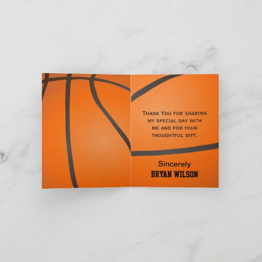 Sportfeest Basketbal thema Dank u Bedankkaart (Binnen)