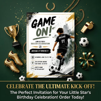 Sportfeest Kids Uitnodiging - Game On Voetbal Verj