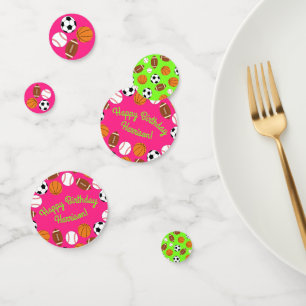 Sportfeest op zaterdag Kinder spoedroze meisjes Confetti