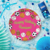 Sportfeest op zaterdag Kinder spoedroze meisjes Papieren Bordje (Feest)