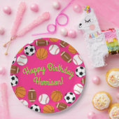 Sportfeest op zaterdag Kinder spoedroze meisjes Papieren Bordje (Feest)