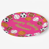 Sportfeest op zaterdag Kinder spoedroze meisjes Papieren Bordje (Gekanteld)