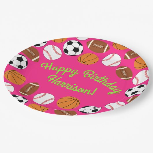 Sportfeest op zaterdag Kinder spoedroze meisjes Papieren Bordje (Gekanteld)