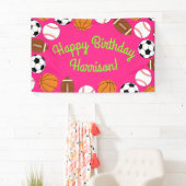 Sportfeest op zaterdag Kinder spoedroze meisjes Spandoek (Insitu)