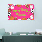 Sportfeest op zaterdag Kinder spoedroze meisjes Spandoek (Beurs)