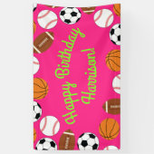 Sportfeest op zaterdag Kinder spoedroze meisjes Spandoek (Verticaal)