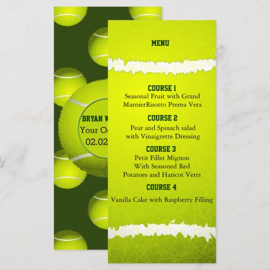 Sportfeest Tennisthema Personaliseer Menukaarten Menu (Voorkant / Achterkant)