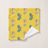 sportfiets. Retrofiel geel patroon Bad Handdoek (Wasdoekje)