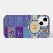 Sportfietsen Patroon Monogram iPhone Hoesje (Achterkant horizontaal)