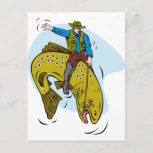 sportforel voor vissers briefkaart