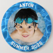Sportfoto Aqua Blue Zwembad Lijst Ronde Button 6,0 Cm (Voorkant)