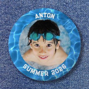 Sportfoto Aqua Blue Zwembadrand Ronde Button 5,7 Cm