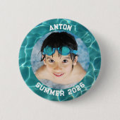 Sportfoto Aqua Green Zwembadrand Ronde Button 5,7 Cm (Voorkant)