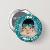 Sportfoto Aqua Green Zwembadrand Ronde Button 5,7 Cm (Voorkant /achterkant)