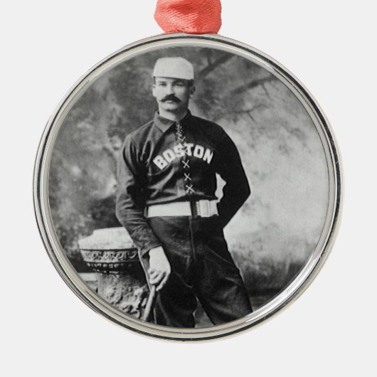  sportfoto, Boston Baseball Player Metalen Ornament (Voorkant)
