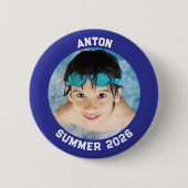 Sportfoto Diepblauwe Rand Ronde Button 5,7 Cm (Voorkant)