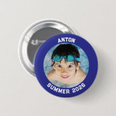 Sportfoto Diepblauwe Rand Ronde Button 5,7 Cm (Voorkant /achterkant)