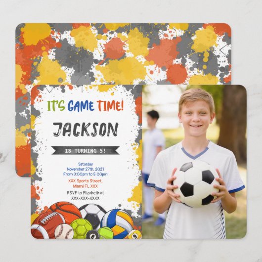 Sportfoto uitnodiging (Voorkant / Achterkant)