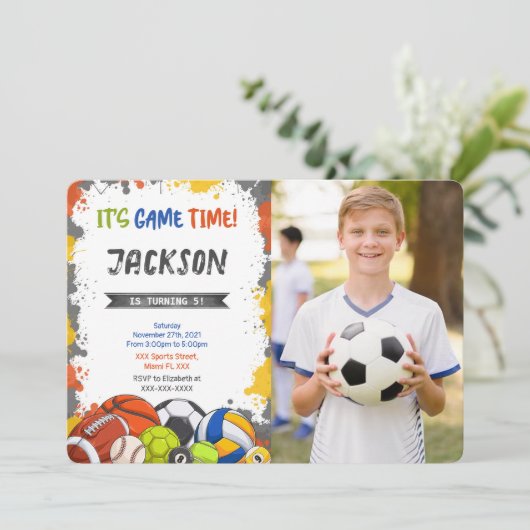 Sportfoto uitnodiging (Staand voorkant)