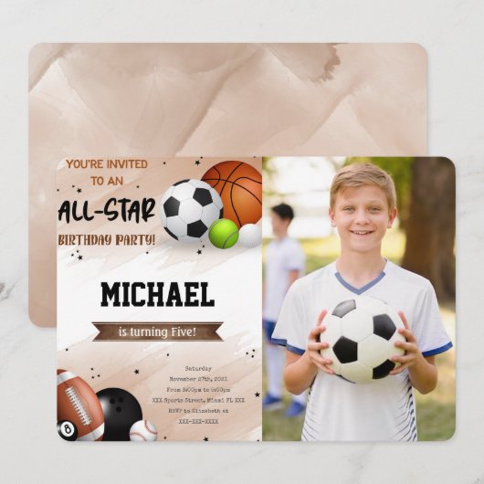 Sportfoto uitnodigingen (Voorkant / Achterkant)