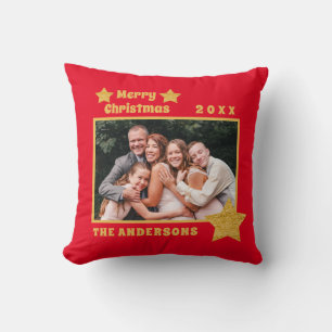 Sportfoto van Merry KerstRed Gold Stars Kussen
